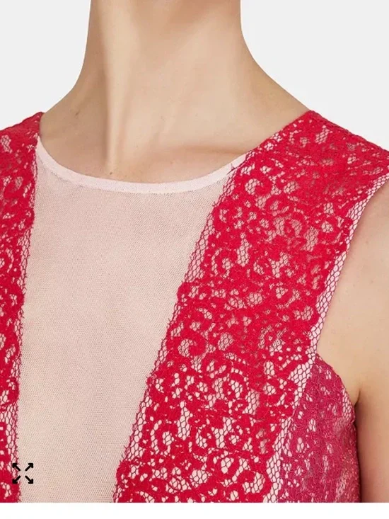 NEW BCBGMaxAzria Red Lace High-Low Tulle Skirt - Picture 2 of 12